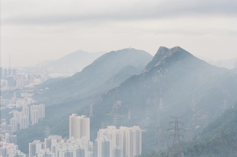 outdoors, smog, skyscraper, scenery, city, film, architecture, no people, sky, landscape, asia, foggy, urban skyline, hk, office building exterior, 2K