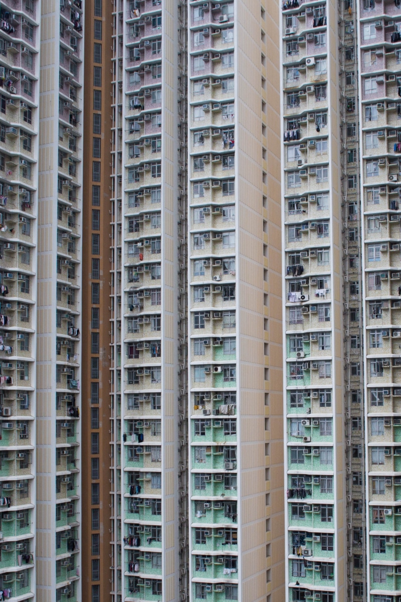built structure, skyscraper, architecture, pattern, residential district, office building exterior, repetition, apartment, pastels, full frame, backgrounds