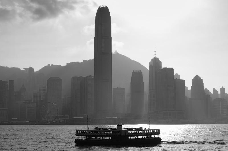 building exterior, sky, passenger craft, outdoors, travel, city, building, hong kong, tall - high, atmospheric, skyline, built structure, mode of transportation