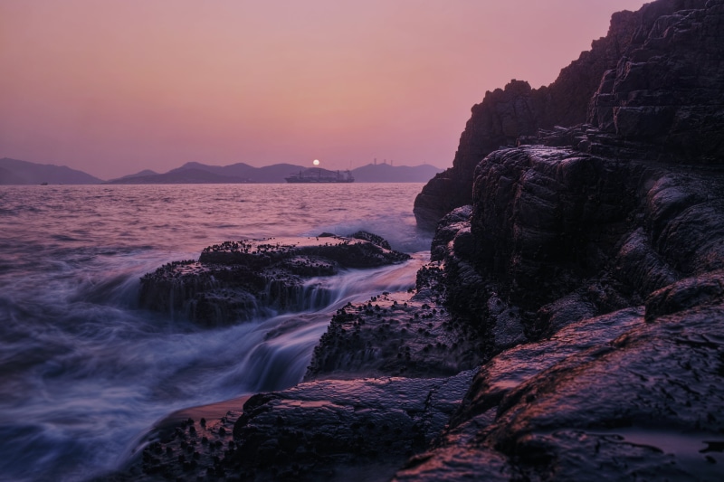 sun  coast, sunset, NGC, sea  island, stone, mountain, beach, lights, body of water, sky, dawn, near, nature, 1st, seascape, rock - Object, scenics, sea