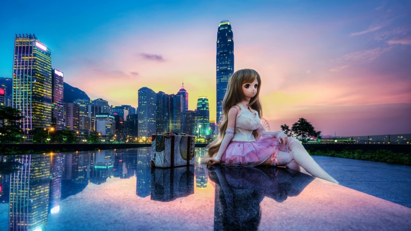 China, Toy, 1080P, Doll, Buildings, hong, HongKong, City, kong, Beautiful, Girl