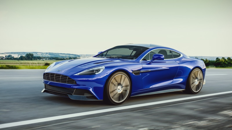 nature, road, blue cars, coupe, Aston Martin Vanquish, sports car, speed, mode of transportation, silver colored, copy space, personal land vehicle, retro styled