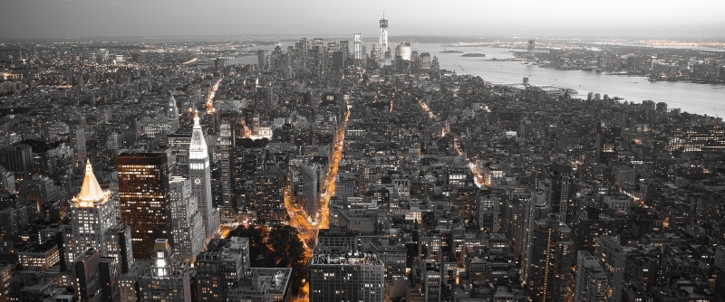 sky, built structure, USA, urban skyline, landscape, lights, building, travel destinations, nature, buildings, modern, New York City, aerial view, spire