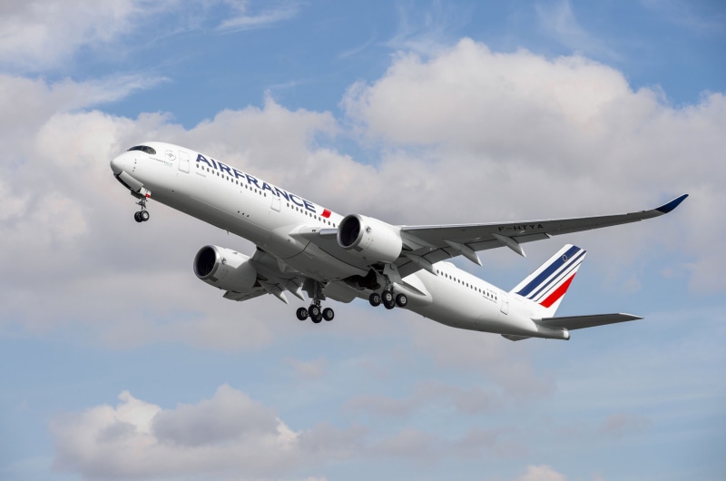 Airbus A350-900, 2K, Airbus A350 XWB, Air France, A passenger plane, Wing, Airbus, Chassis, Landing