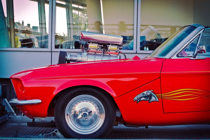 collectors Car, red, compressor, land Vehicle, tuned, glass - material, usa, old-fashioned, motor vehicle, window, american, tuning, pimped, ford mustang