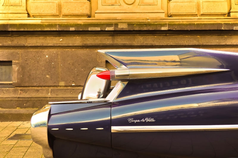 coupe de ville, built structure, vehicle, closeup, transportation, shark fin, luxury, daytime, chrome, historically, no people, classic, nostalgic, 1959