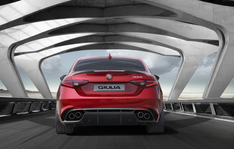 built structure, 4K, red, mode of transportation, architecture, Alfa Romeo Giulia, car, wealth, motor vehicle, stationary, modern, connection, luxury
