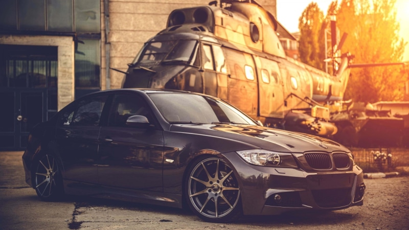 car, sunlight, e, bmw, 1080P, bmw e90, helicopters