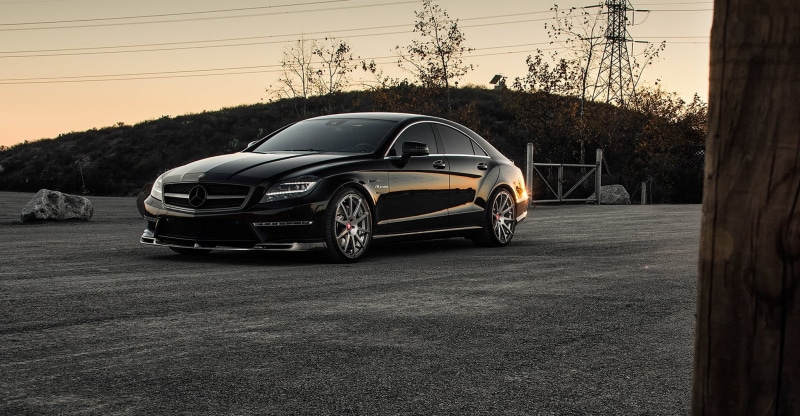 CLS 63, CLK-Class, parking, stationary, clear sky, tree, road, car, city, street, wheel, Mercedes-Benz, sunset, 1080P, transportation, travel, Mercedes