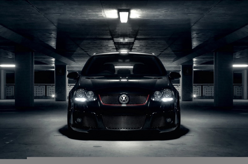 illuminated, indoors, mode of Transport, Volkswagen, architecture, vw golf, motor vehicle, empty, parking Lot, ceiling, reflection, garage, metal, modern