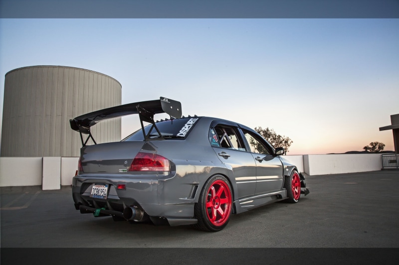 tuning, sedan, copy space, day, nature, car, gray, road, city, clear sky, street, 1080P, transportation, sky, red, screenshot, parking lot, wheel, Mitsubishi Lancer EVO
