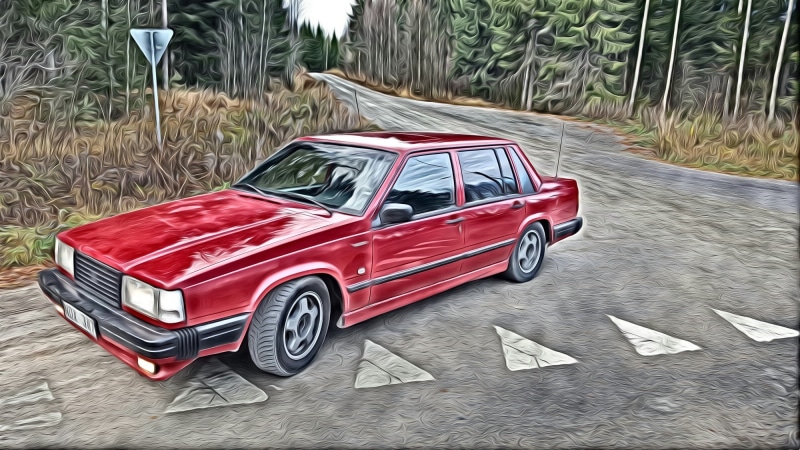 car, volvo 740, red, painting, 16v, 1080P, Volvo