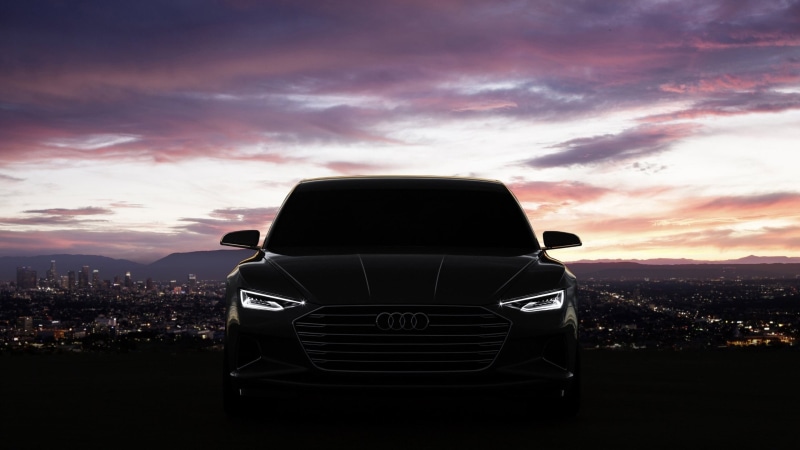 city, nature, 2K, transportation, Audi Prologue, black, Audi, cloud - sky, land vehicle, sunlight, mode of transportation, sky, outdoors, built structure