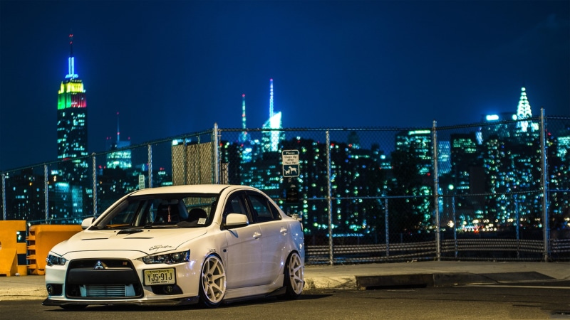 evo, hd, evolution, 1080P, night, cars, mitsubishi, white, sedan, lancer