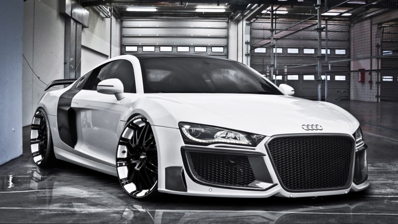 industry, luxury, 1080P, retro styled, shiny, Audi R8, technology, silver colored, sports car, sedan, land vehicle, transportation, indoors, architecture