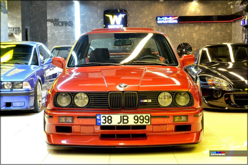 numbers, BMW E30, vehicle, red cars, car, 1080P, BMW