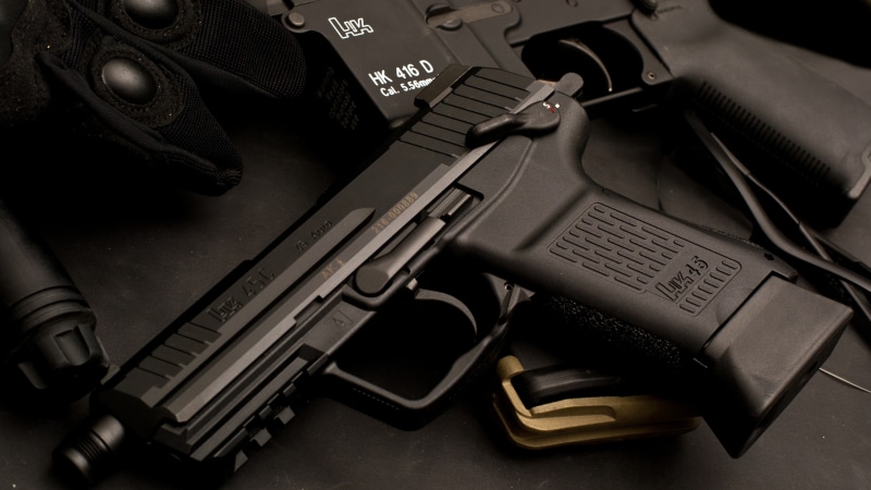 pistol, 4K, Germany, HK M4, HK45C, HK416D, HK45, black, Heckler and Koch, semi-automatic, rifle