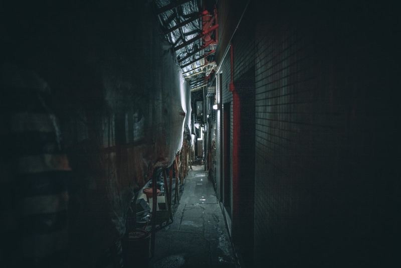 outdoors, architecture, night, art, passageway, nightlife, hallway, day, wall, street photography, direction, incidental people, building, construction