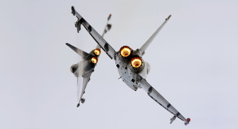 no people, flying, military aircraft, Eurofighter Typhoon, transportation, government, black, gun, studio shot, armed forces, airplane, mid-air, aircraft