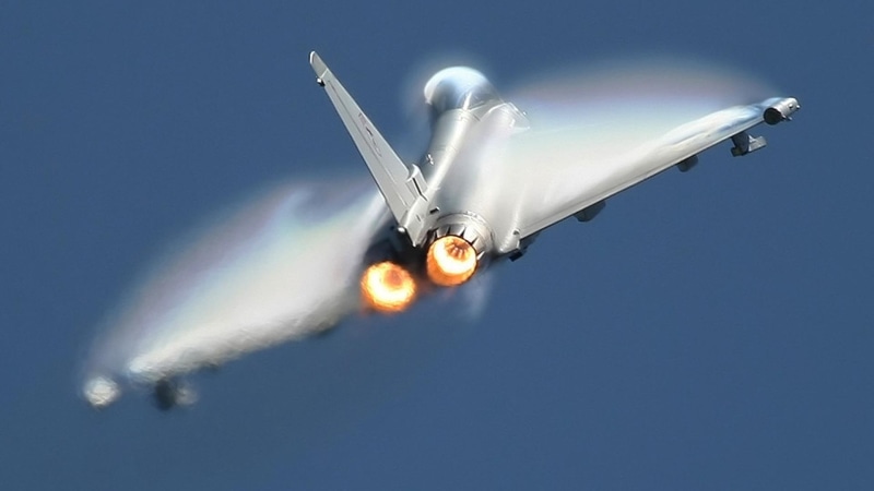 typhoon, fighter, blue, euro, eurofighter, military, aircraft planes, 1080P