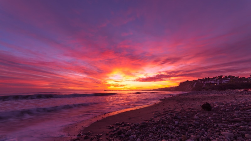 Sony Alpha 7, El Capitan State Beach, sea, sunset, 4K, Santa Barbara, California, beach