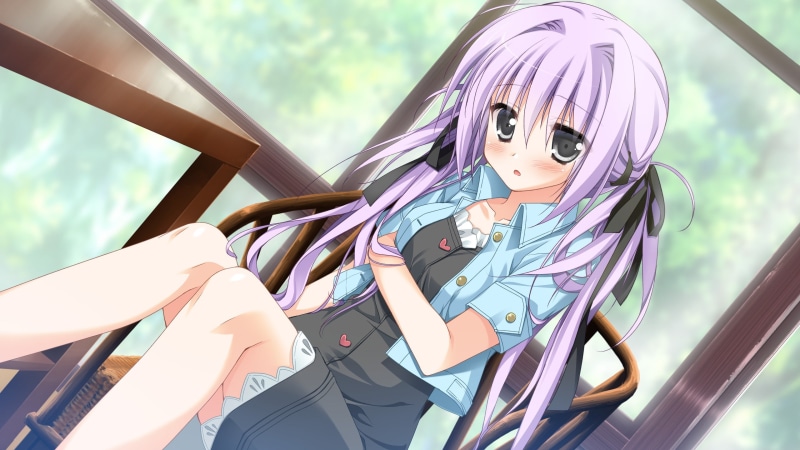 2K, anime, sesena, twintails, eyes, long, visual, indoors, sitting, ornaments, girls, ribbons, game, blush, summer, yau, hair, purple, black