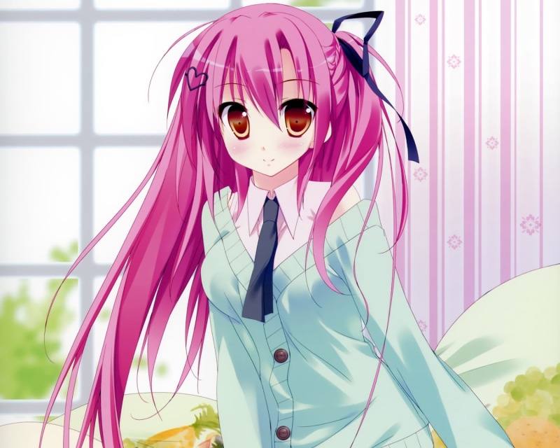 young women, fashion, sesena yau, anime, real people, leisure activity, 720P, pink, tie, character, standing, casual clothing, young adult, pink hair
