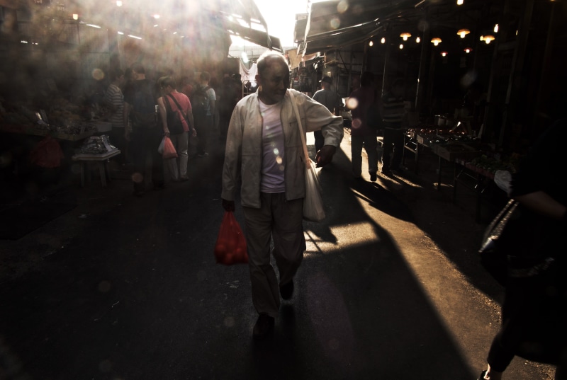 males, illuminated, one person, walking, night, lens flare, well-dressed, nature, hong kong, yau ma tei wholesale fruit market, men, oldman, 5K, market