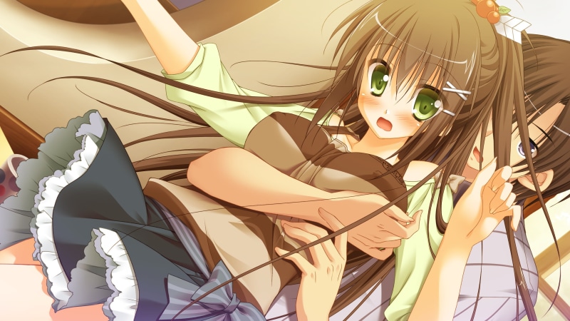 sesena, blush, oshisaka, brown, yau, 2K, long, eyes, summer, hold, alcot, green, game, hair, tsugumi