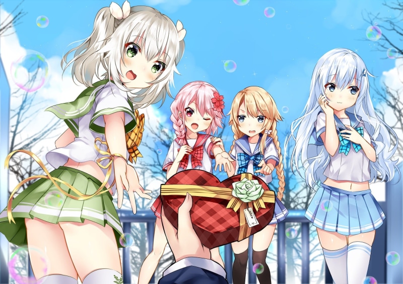 Xuan Ying, pink hair, lifestyles, toy, Magi in Wanchin Basilica, group of people, costume, Kuuki Shoujo, blond hair, females, real people, Xiao Ma, art and craft