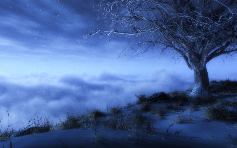 snowcapped mountain, weather, landscape, spooky, near, Lonely Tree, dark, rural Scene, land, color Image, tranquil Scene, outdoors, backgrounds, no People