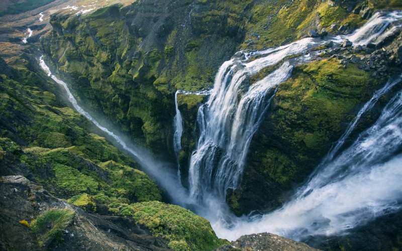m, 4K, waterfall, desktop, android, highest, iceland, glymur, cascade, europe, phone, second