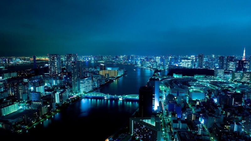 japan, hd, skyscapes, Tokyo, nightlights, architecture, rivers, art, night, 1080P, cityscapes, x, bridges
