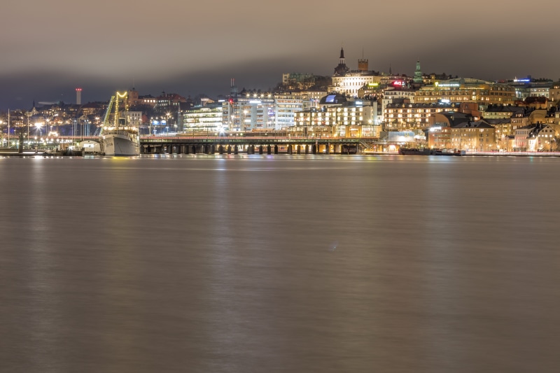 travel, oldcity, nature, building, sky, light, 5K, cityscape, cold, building exterior, night, winter, sweden, no people, sea, ocean, 2018, stockholm, snow