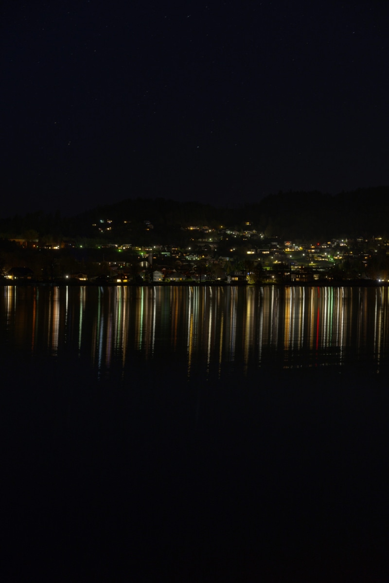 night, architecture, building, water, village, built structure, reflection, nightlights, cityscape, nightwalk, nature, river, sky, copy space, austria