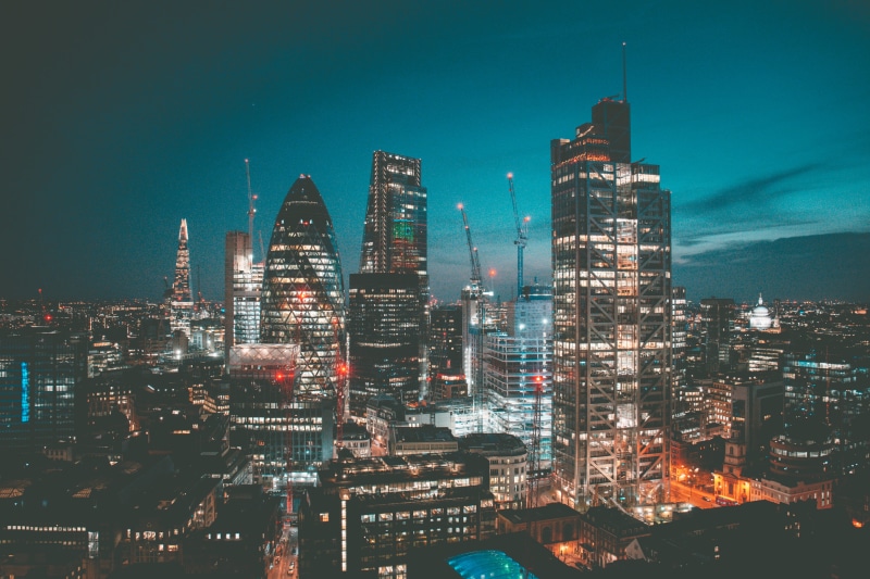 new York City, manhattan - New York City, skyscraper, illuminated, aerial, aerial View, travel, urban, 5K, built Structure, construction, night, skyline