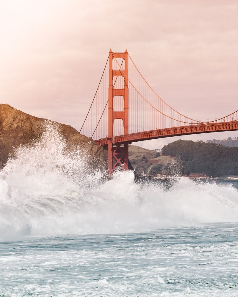 splash, transportation, dusk, ocean, bridge - man made structure, lock screen background, travel destinations, iphone, tourism, golden gate bridge