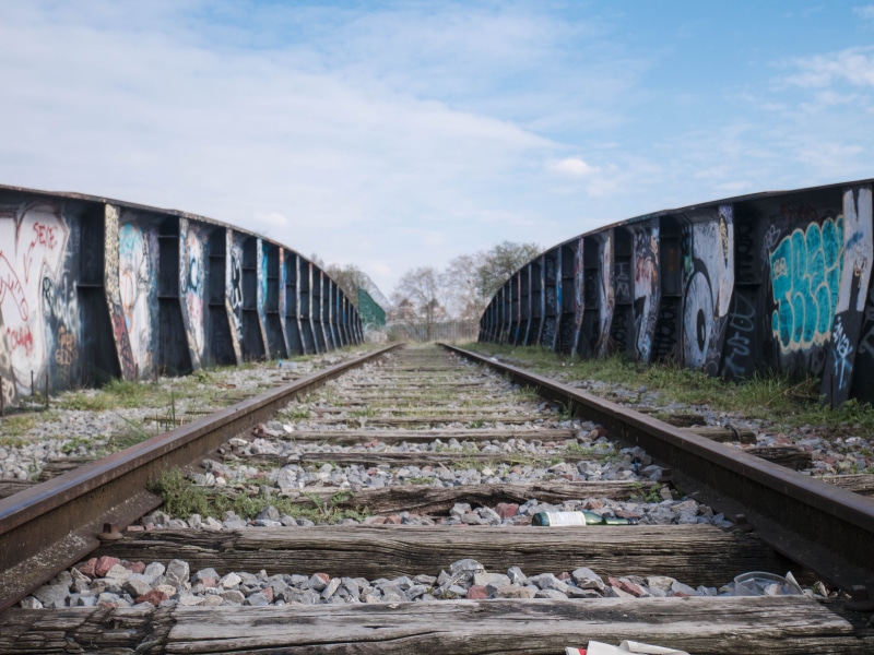 bridge, surface level, street, rail transportation, france, long, the way forward, diminishing perspective, 4K, gravel, rails, urban exploration, transportation