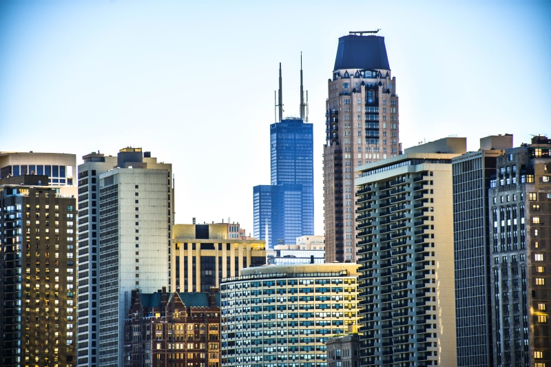 skyscraper, modern, tall - high, nature, office, tower, building exterior, outdoors, spire, chicago, clear sky, landscape, city, cityscape, no people, built structure