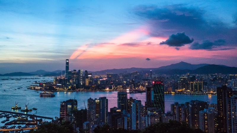 4K, magical, m43, night, skyscraper, cityscape, cloudy, Sunset, hiking, hong  kong, architecture, downtown District, beautiful, icc, sky, hong, famous Place