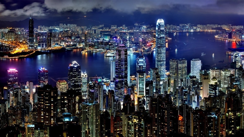 built structure, Hong Kong, lighted, city life, night, building exterior, tall - high, nature, development, architecture, building, lights, crowded, residential district
