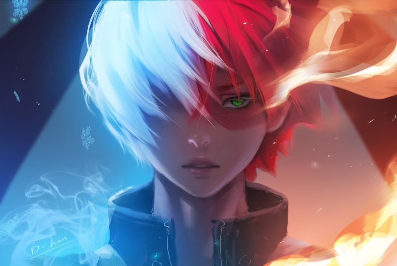 1080P, Green Eyes, Boy, Two-Toned Hair, My Hero Academia, Shoto Todoroki, Anime, Face