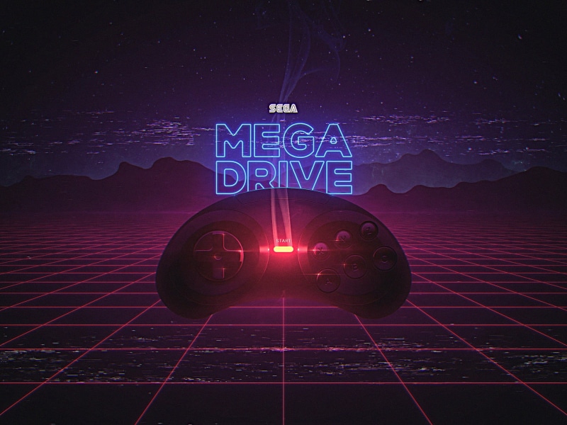 sega genesis, 1080P, Retrowave, retro games, video games, digital art