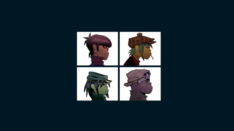 side view, demon days, music, Noodle, 1080P, album covers, Russel Hobbs, Murdoc, Murdoc Niccals, Gorillaz, band, 2-D