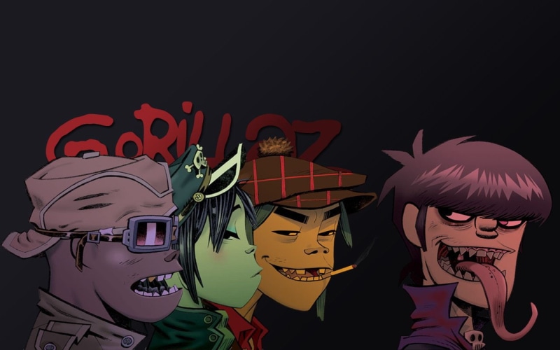 male likeness, 720P, black background, mask - disguise, mask, Music, lifestyles, celebration, halloween, Gorillaz, Cartoon, men, art and craft, Minimalist