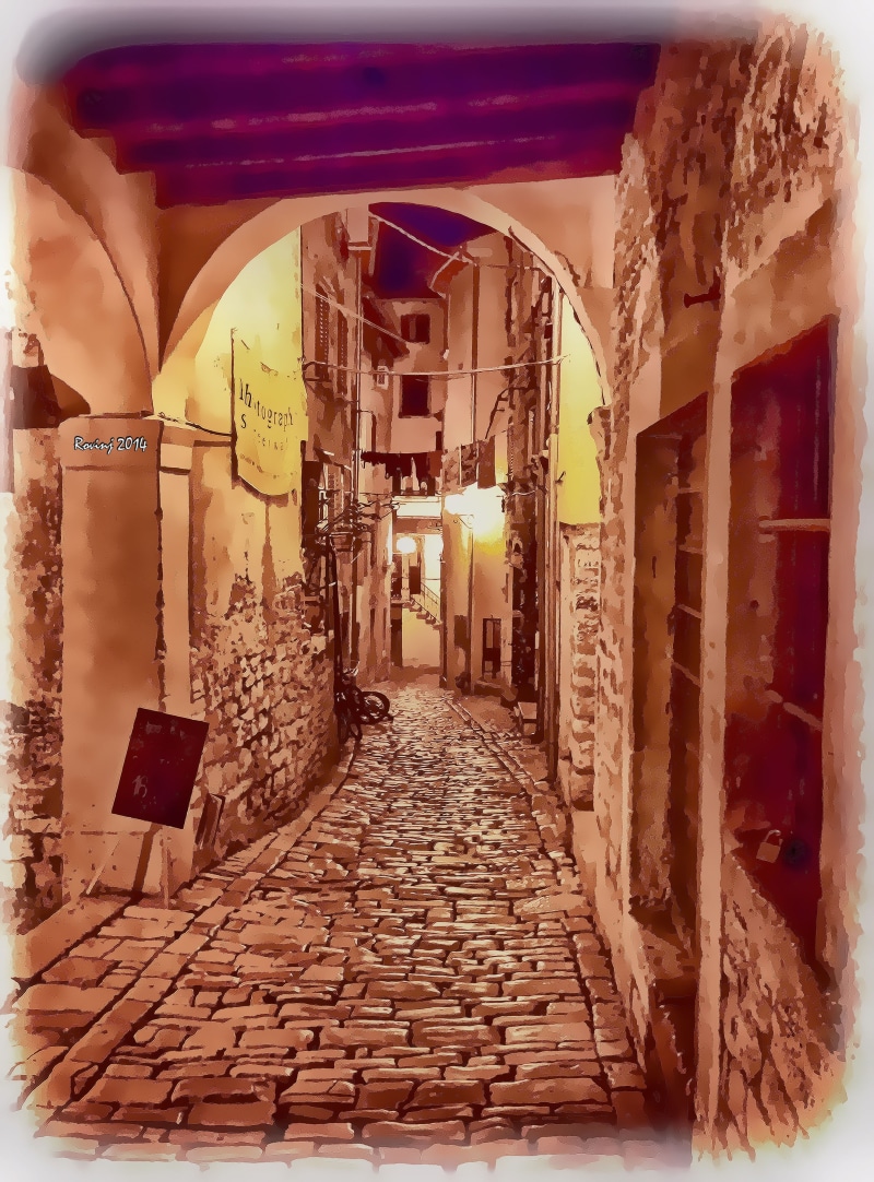 direction, outdoors, building exterior, cobblestone, street, entrance, 4K, nature, the way forward, no people, alley, built structure, illuminated, white