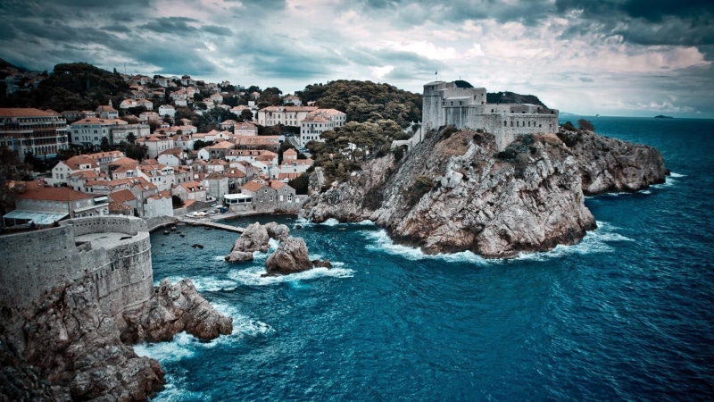 travel, architecture, rocks, cloud - sky, rock formation, building, coast, building exterior, no people, europe, nature, land, solid, travel destinations