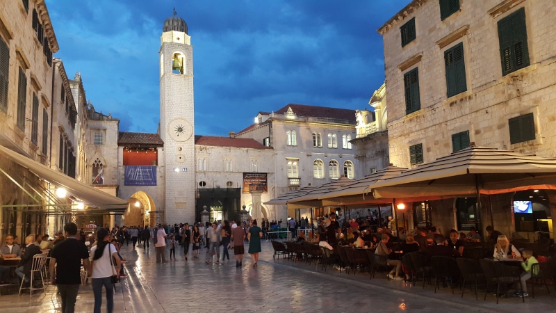 travel, crowd, dubrovnik, street, nature, dalmatia, old, clock, 5K, the past, building exterior, large group of people, history, illuminated, town, building