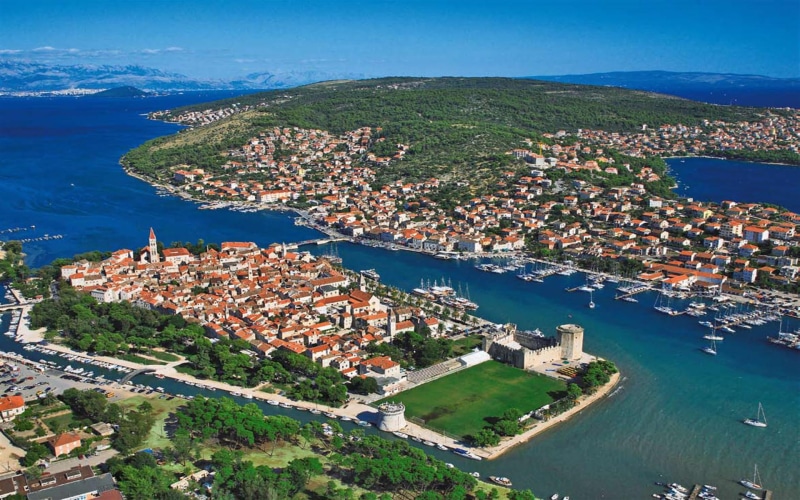 town, old, 1080P, view, hd, trogir, air, island