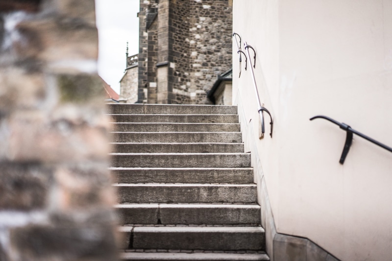 selective focus, building, old, 4K, church, steps and staircases, steps, town, Old Town, wall, staircase, architecture, no People, street, urban Scene